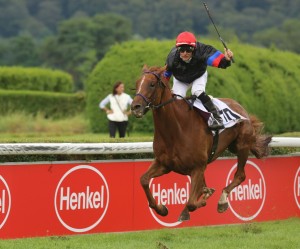 FEODORA Winning the G1 Preis der Diana Aug 8th, 2014. Courtesy M. Ruhl.